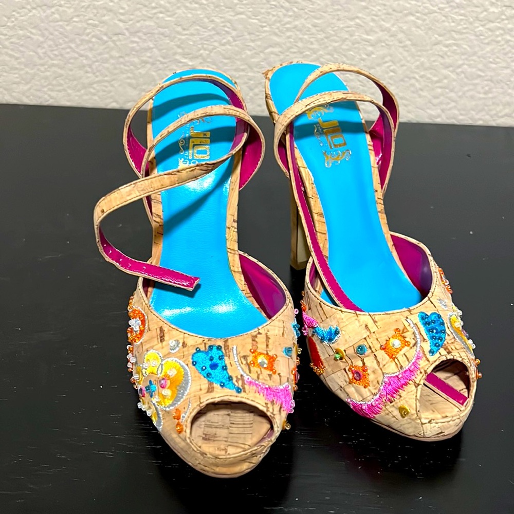 J.Lo embroidered with sequins heels